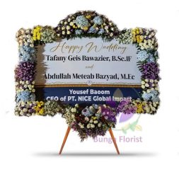 Papan Bunga Wedding Premium Full Bunga – Full Papan + Mahkota Putus